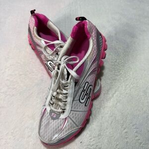 Skechers White and Pink Athletic Shoes with Breathable Mesh